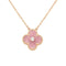 CLOVER 15MM DIAMOND RHODONITE NECKLACE