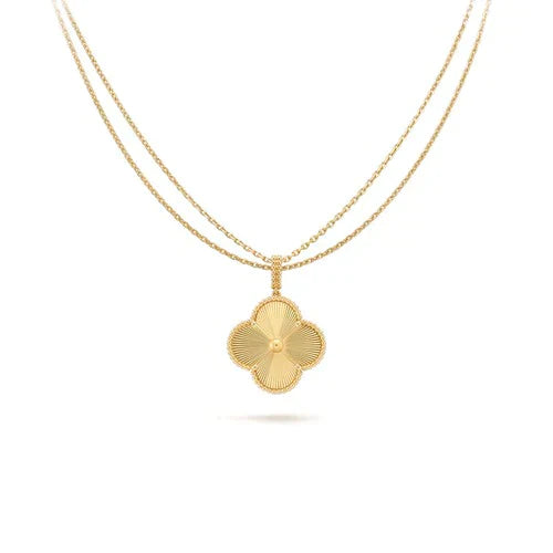 CLOVER  LARGE 25MM LASER NECKLACE GOLD