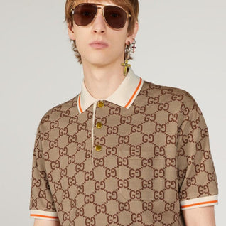 GG cotton silk polo shirt