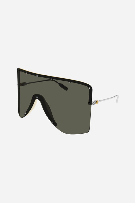 Gucci black bold 80s inspired mask sunglasses - Lux Studios