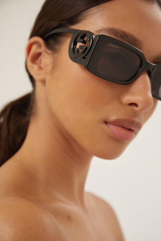 Gucci black bold rectangular sunglasses GG1325S - Lux Studios