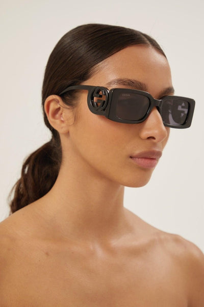 Gucci black bold rectangular sunglasses GG1325S - Lux Studios