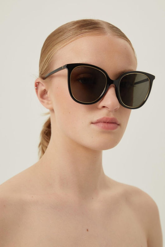 Gucci black cat-eye sunglasses with chain - Lux Studios