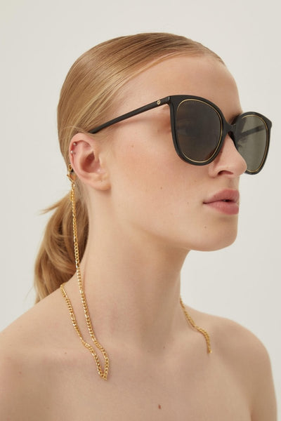 Gucci black cat-eye sunglasses with chain - Lux Studios