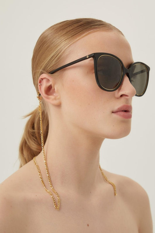 Gucci black cat-eye sunglasses with chain - Lux Studios