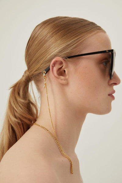 Gucci black cat-eye sunglasses with chain - Lux Studios