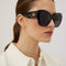 Gucci black cat-eye sunglasses with matalasse temple