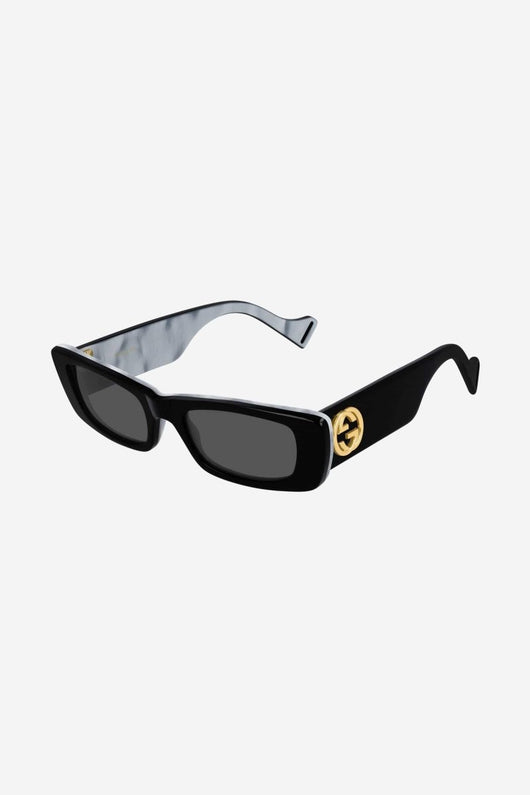 Gucci black micro rectangular female sunglasses - Lux Studios