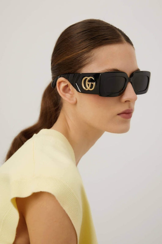 Gucci black sunglasses with matalasse temple - Lux Studios