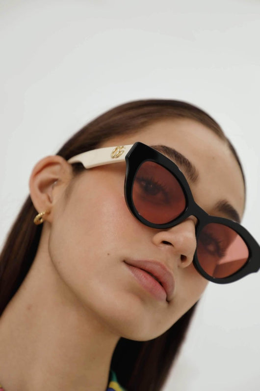 Gucci cat eye black and cream sunglasses - Lux Studios