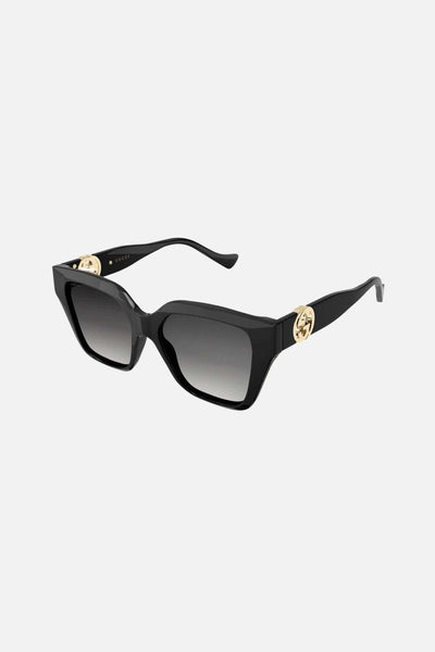 Gucci cat-eye black sunglasses with integrated GG logo - Lux Studios