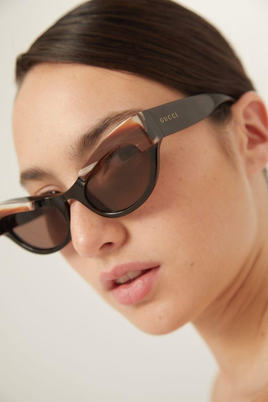 Gucci cat eye brown acetate sunglasses - Lux Studios