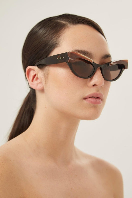 Gucci cat eye brown acetate sunglasses - Lux Studios