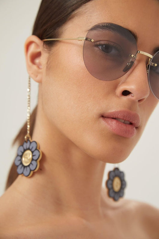 Gucci chain gold round sunglasses with charms - Lux Studios
