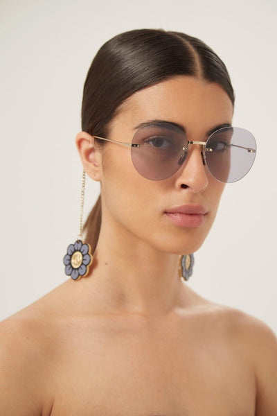 Gucci chain gold round sunglasses with charms - Lux Studios