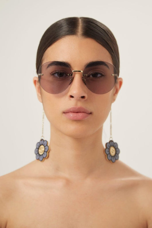 Gucci chain gold round sunglasses with charms - Lux Studios