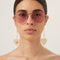 Gucci chain gold round sunglasses with heart charms