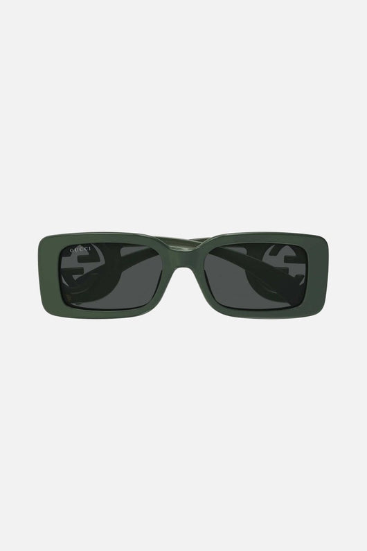 Gucci dark green bold rectangular sunglasses - Lux Studios