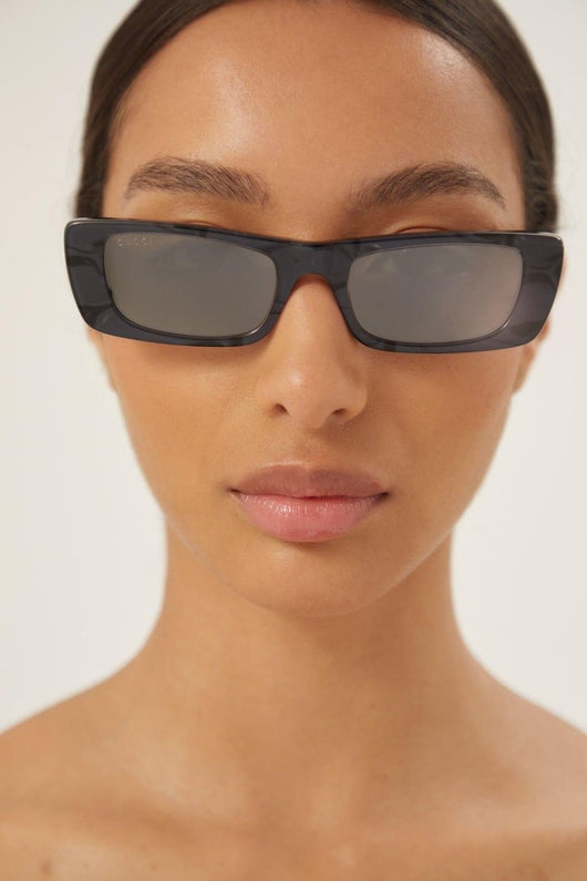 Gucci dark grey rectangular sunglasses - Lux Studios