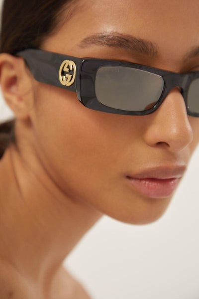 Gucci dark grey rectangular sunglasses - Lux Studios
