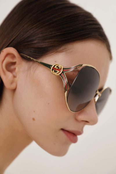 Gucci extra round femenine metal sunglasses - Lux Studios