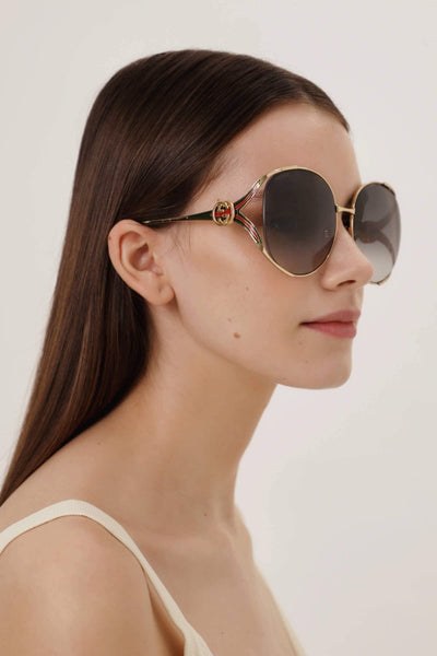 Gucci extra round femenine metal sunglasses - Lux Studios