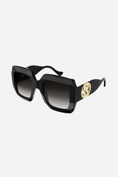 Gucci femenine black sunglasses with integrated GG logo - Lux Studios