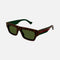 Gucci flat top havana sunglasses with web temple