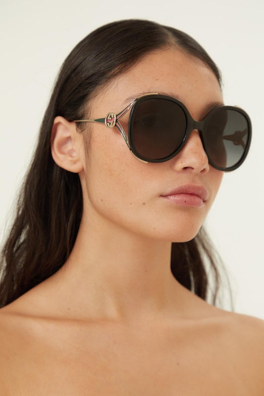 Gucci fork acetate black sunglasses - Lux Studios