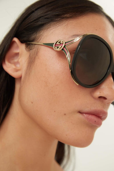 Gucci fork acetate black sunglasses - Lux Studios