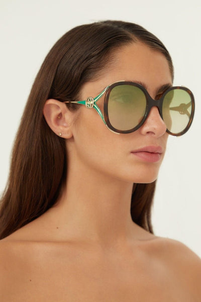 Gucci fork acetate green sunglasses - Lux Studios