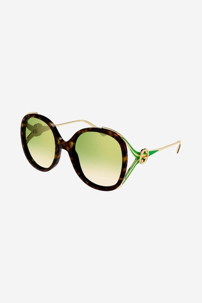 Gucci fork acetate green sunglasses - Lux Studios