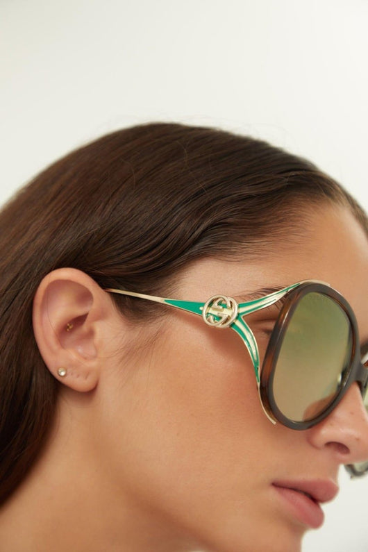 Gucci fork acetate green sunglasses - Lux Studios