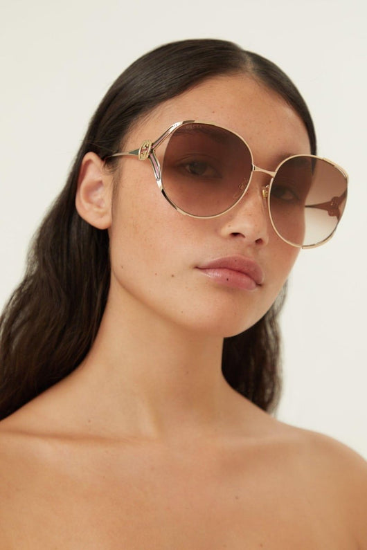 Gucci fork metal brown sunglasses - Lux Studios