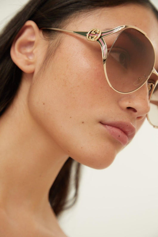 Gucci fork metal brown sunglasses - Lux Studios