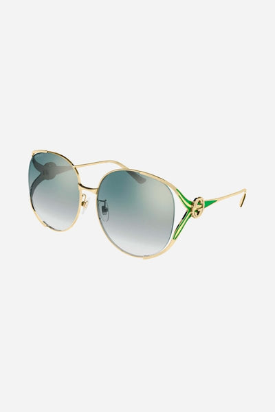 Gucci fork metal green sunglasses - Lux Studios
