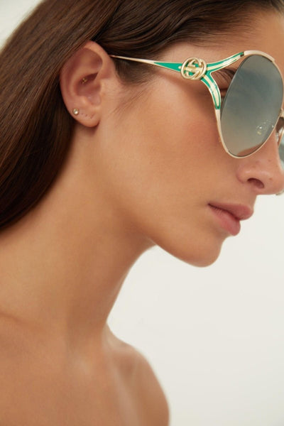 Gucci fork metal green sunglasses - Lux Studios