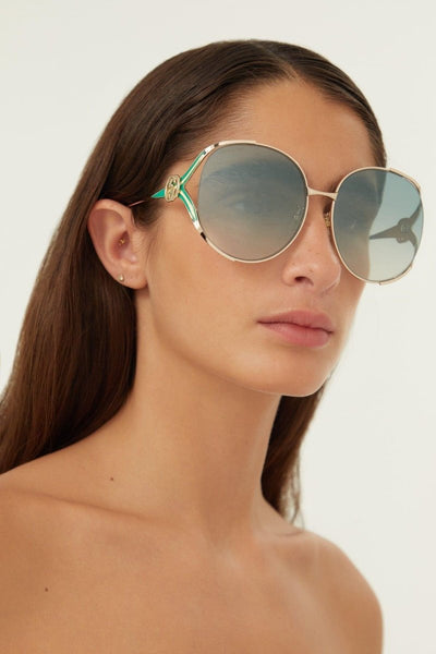 Gucci fork metal green sunglasses - Lux Studios