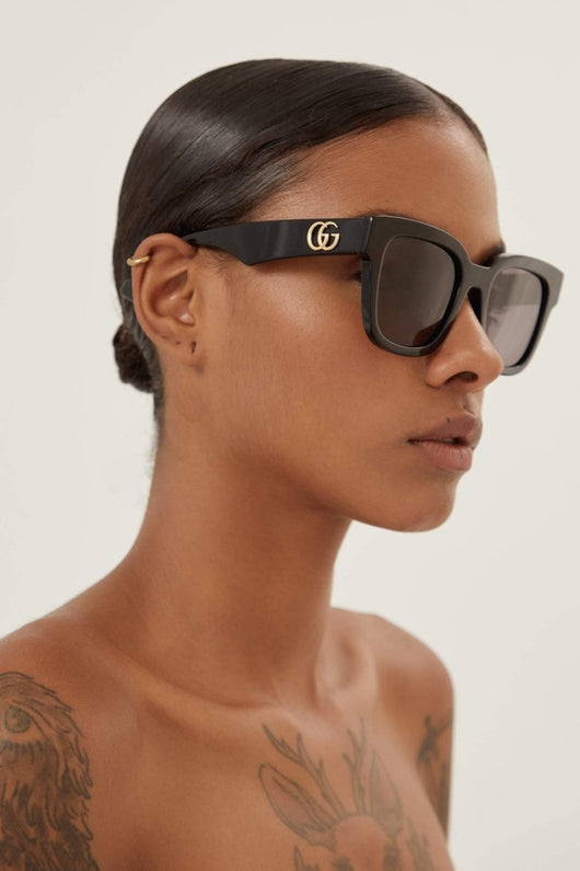 Gucci GG0998S squared femenine black sunglasses - Lux Studios
