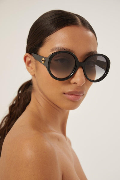 Gucci GG1256s oversized round black GG sunglasses - Lux Studios