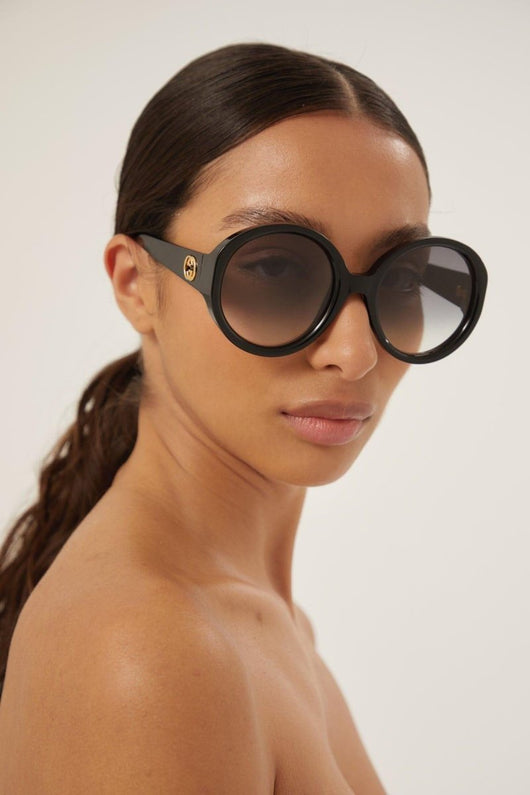 Gucci GG1256s oversized round black GG sunglasses - Lux Studios