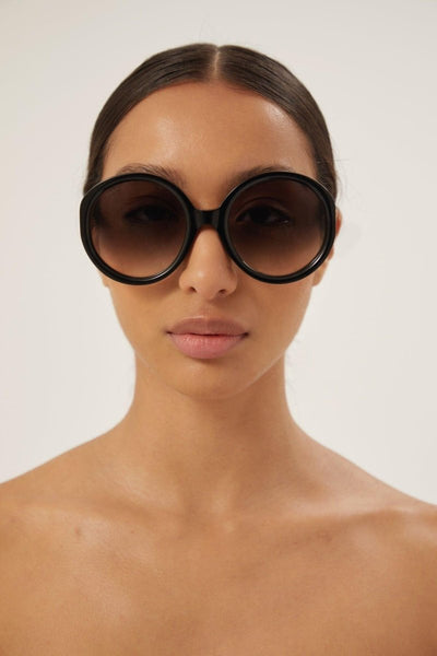 Gucci GG1256s oversized round black GG sunglasses - Lux Studios