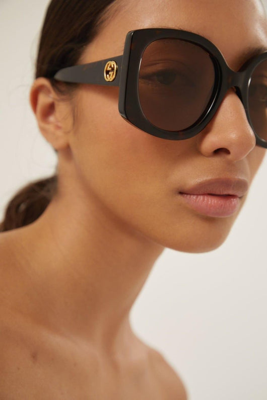Gucci GG1257s oversized butterfly havana GG sunglasses - Lux Studios