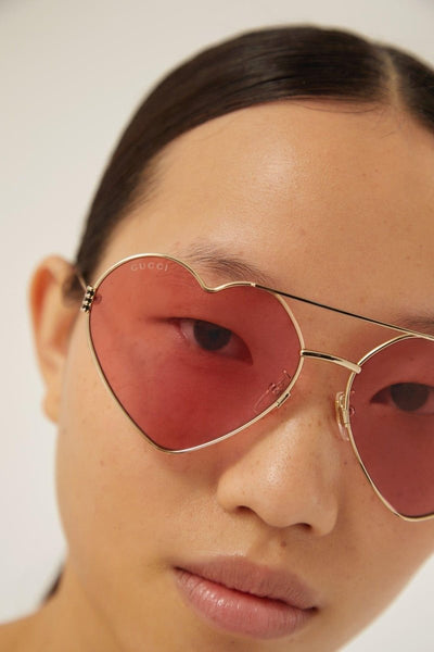 Gucci GG1283s metal heart shape sunglasses with pink lenses - Lux Studios