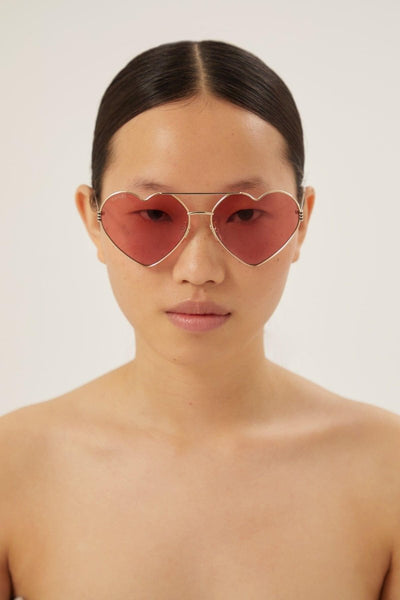 Gucci GG1283s metal heart shape sunglasses with pink lenses - Lux Studios