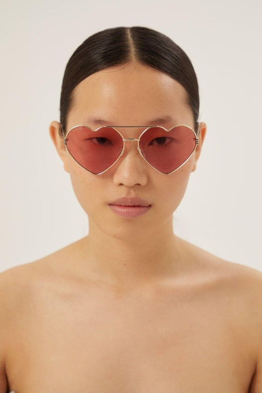 Gucci GG1283s metal heart shape sunglasses with pink lenses - Lux Studios