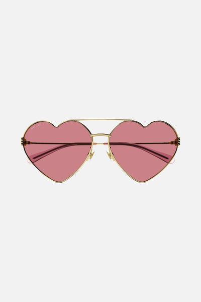 Gucci GG1283s metal heart shape sunglasses with pink lenses - Lux Studios