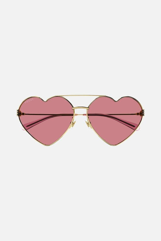 Gucci GG1283s metal heart shape sunglasses with pink lenses - Lux Studios