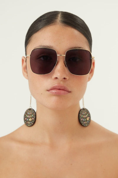 Gucci gold squared sunglasses with disco ball charms - Lux Studios