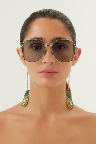 Gucci gold squared sunglasses with pineapple charms - Lux Studios